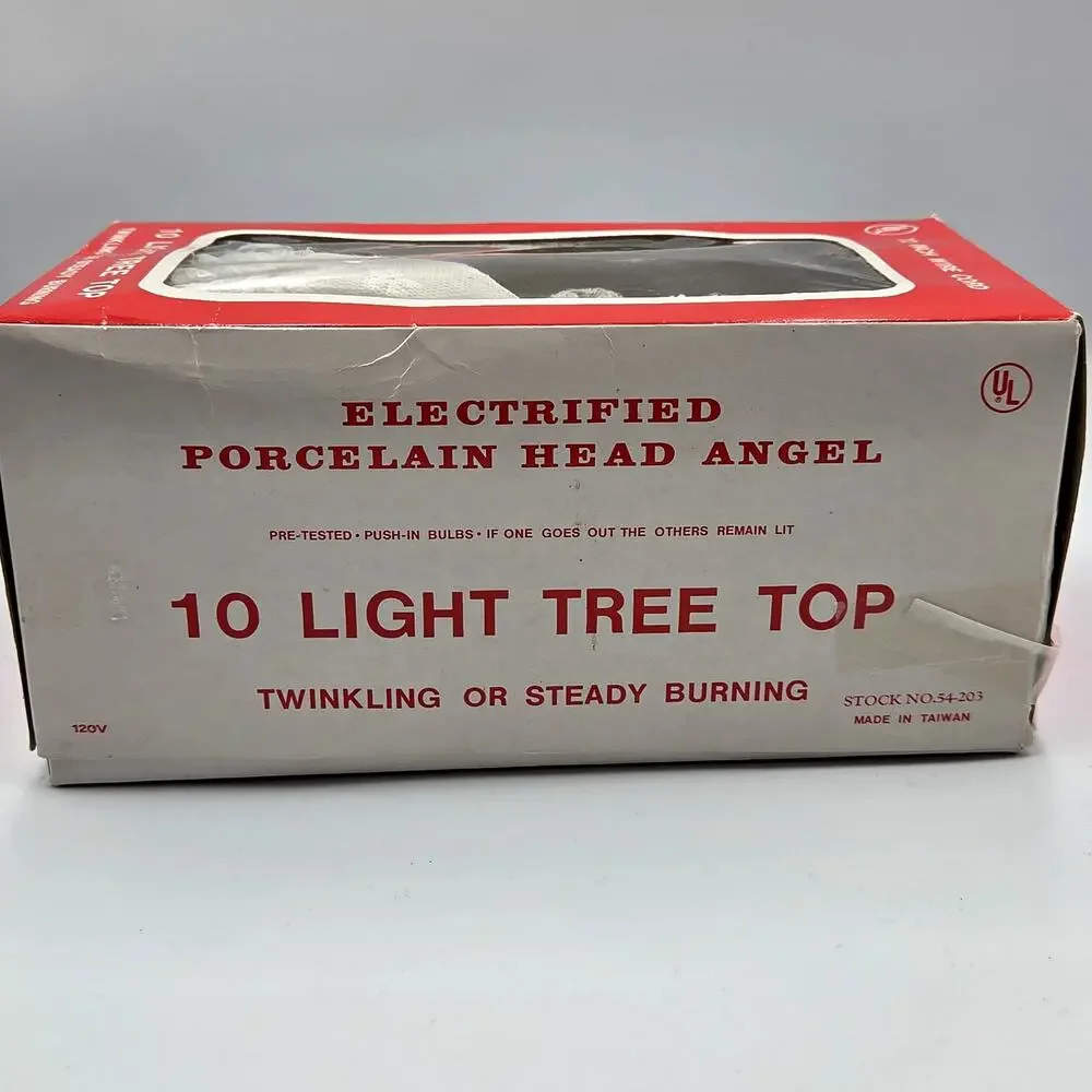 Vintage 70's Porcelain Angel Lighted‎ Tree Topper 10